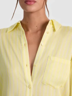 Alice and Olivia FINELY PINSTRIPED BUTTON DOWN
