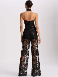 Alice and Olivia GEORGIE EMBELLISHED LACE JUMPSUIT