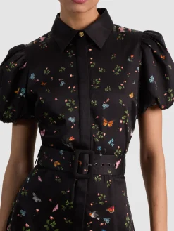 Alice and Olivia HENRIETTA BELTED MIDI DRESS