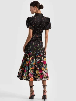 Alice and Olivia HENRIETTA BELTED MIDI DRESS