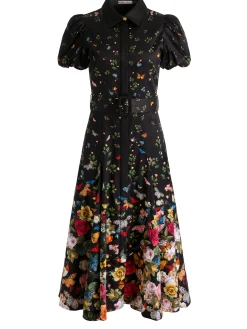 Alice and Olivia HENRIETTA BELTED MIDI DRESS