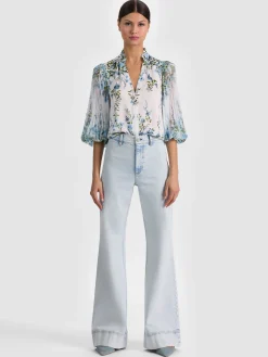Alice and Olivia ILAN BUTTON DOWN BLOUSE
