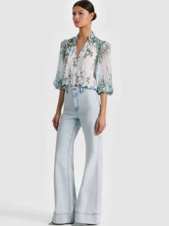 Alice and Olivia ILAN BUTTON DOWN BLOUSE