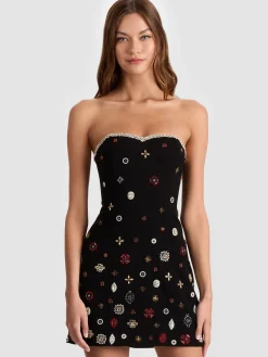 Alice and Olivia IVA EMBELLISHED MINI DRESS