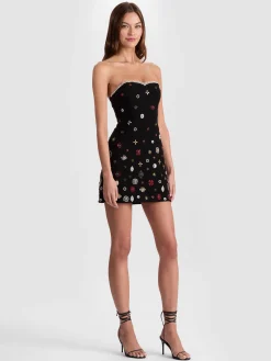 Alice and Olivia IVA EMBELLISHED MINI DRESS