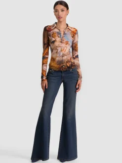 Alice and Olivia JADE MESH BUTTON DOWN