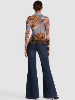 Alice and Olivia JADE MESH BUTTON DOWN