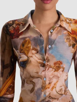 Alice and Olivia JADE MESH BUTTON DOWN