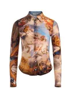 Alice and Olivia JADE MESH BUTTON DOWN