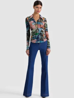 Alice and Olivia JADE MESH BUTTON DOWN