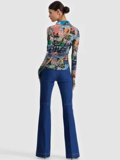 Alice and Olivia JADE MESH BUTTON DOWN