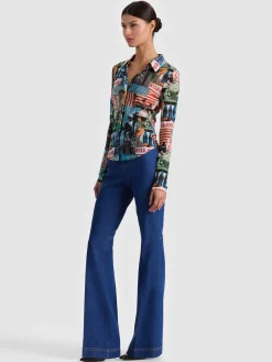 Alice and Olivia JADE MESH BUTTON DOWN