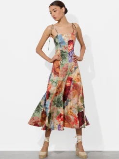 Alice and Olivia JEANETTE PANELED MIDI DRESS