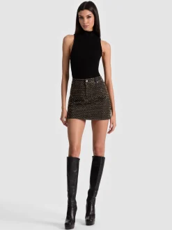 Alice and Olivia JOSS EMBELLISHED DENIM SKIRT