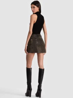 Alice and Olivia JOSS EMBELLISHED DENIM SKIRT