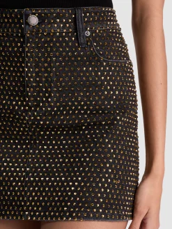 Alice and Olivia JOSS EMBELLISHED DENIM SKIRT