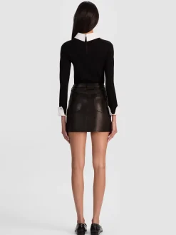 Alice and Olivia JOSS LEATHER MINI SKIRT