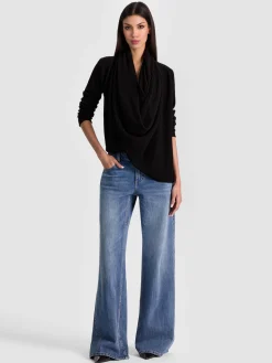 Alice and Olivia JULES CASHMERE DRAPED PULLOVER
