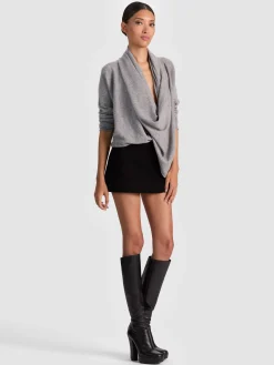 Alice and Olivia JULES CASHMERE DRAPED PULLOVER