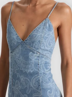 Alice and Olivia JULIETTA DENIM MIDI DRESS