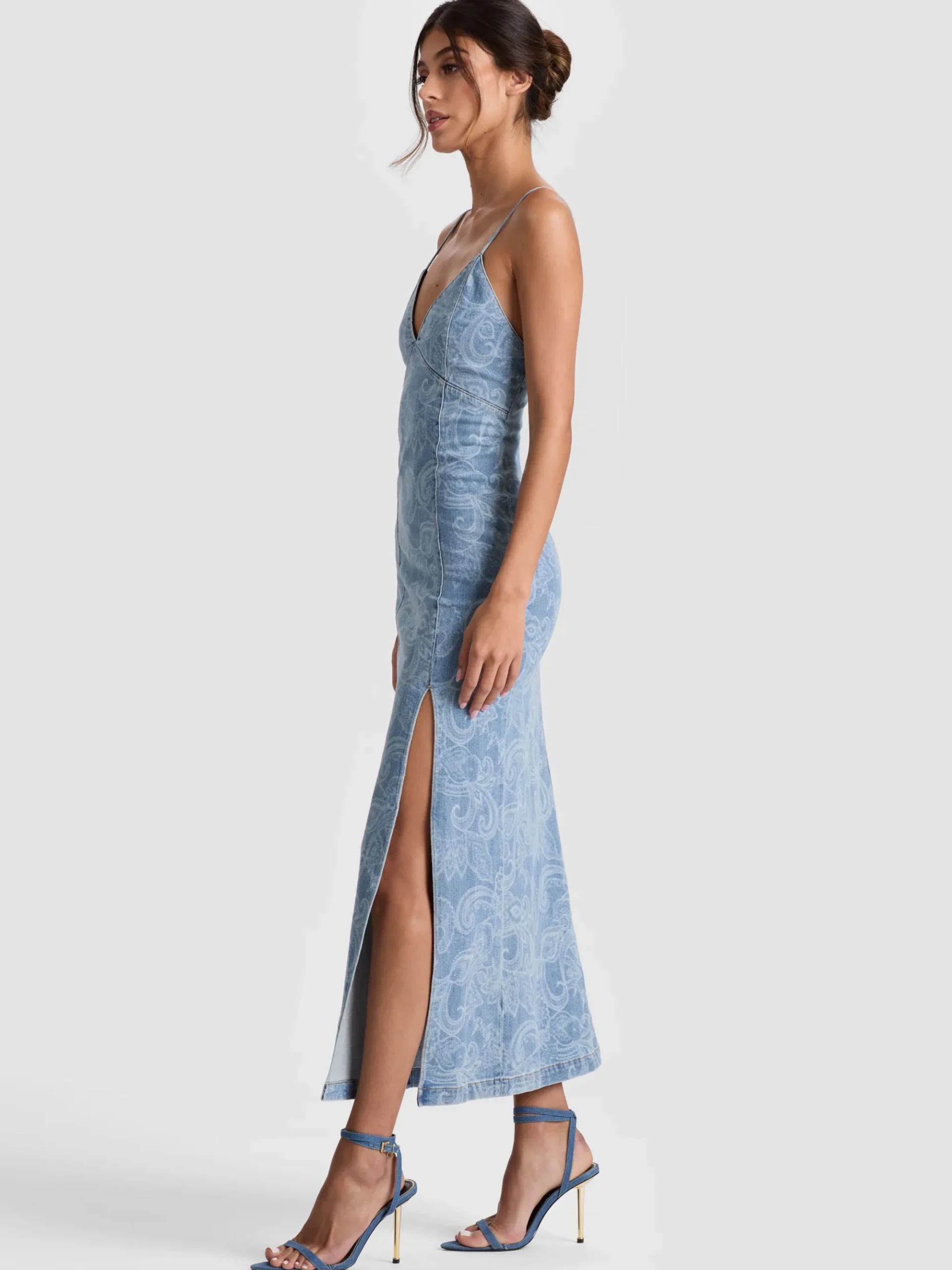Alice and Olivia JULIETTA DENIM MIDI DRESS