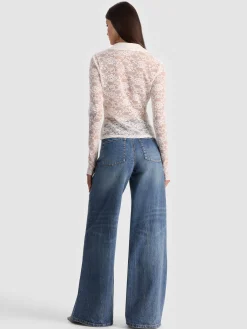 Alice and Olivia KARA LACE BUTTON DOWN