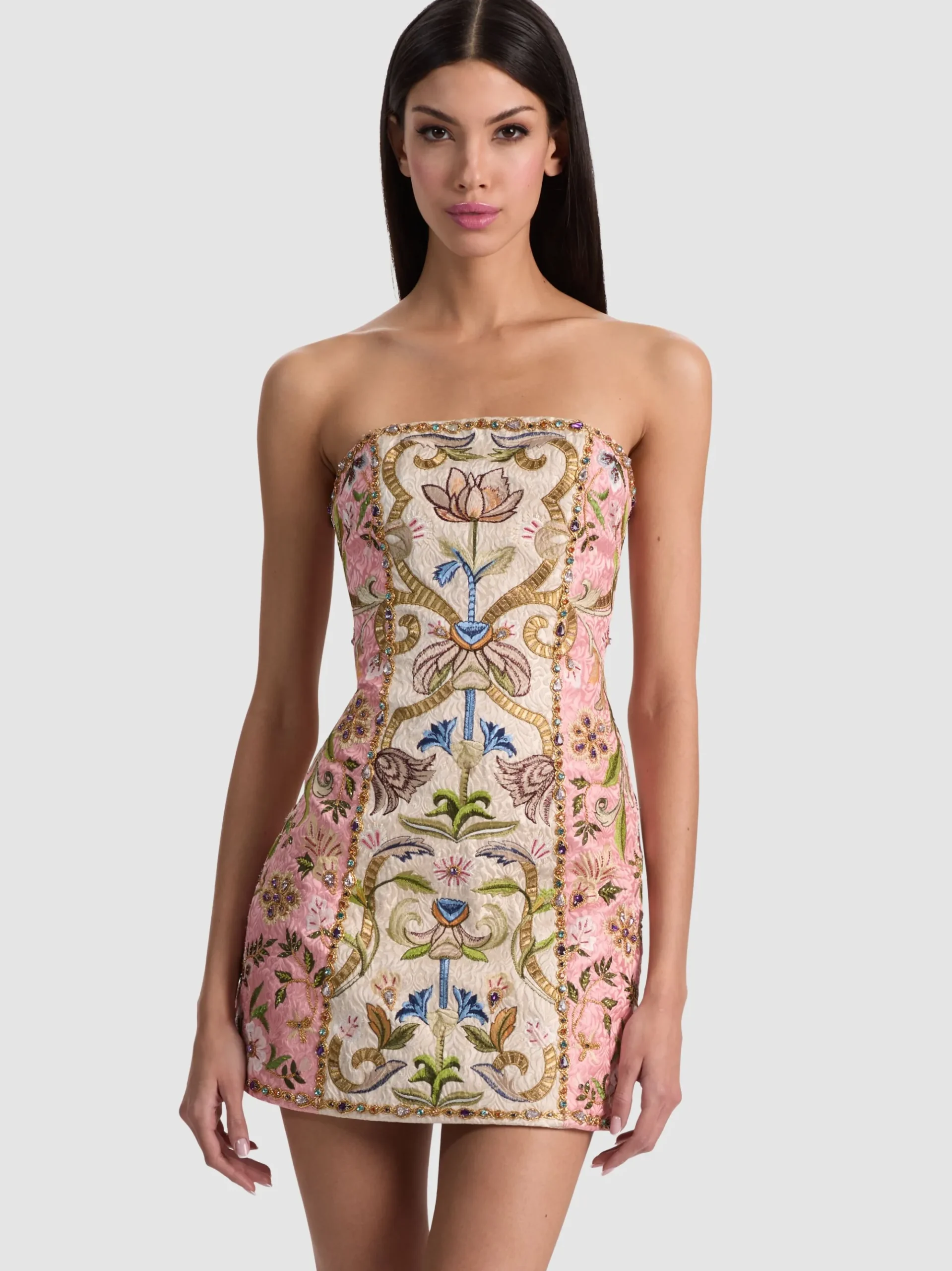 Alice and Olivia KATIA EMBROIDERED MINI DRESS