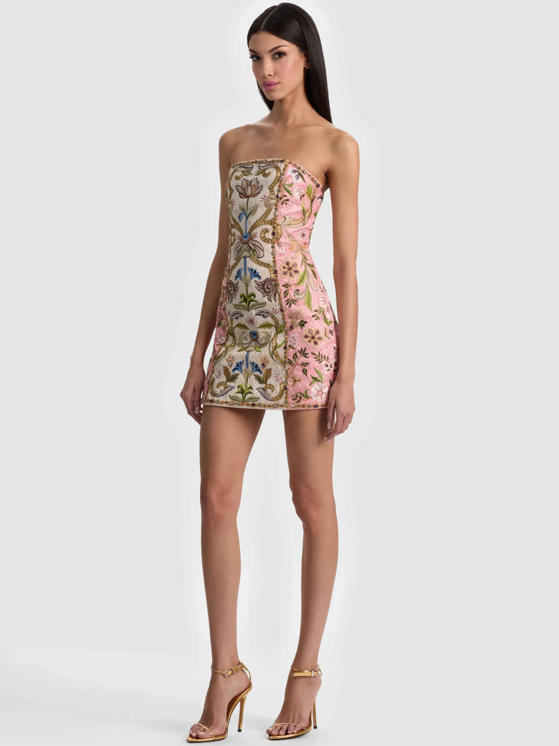 Alice and Olivia KATIA EMBROIDERED MINI DRESS