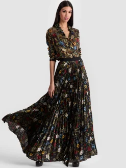 Alice and Olivia KATZ PLEATED MAXI SKIRT