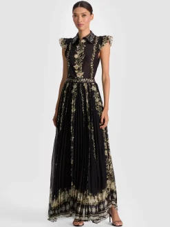 Alice and Olivia KATZ PLEATED MAXI SKIRT