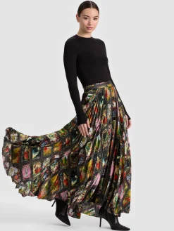 Alice and Olivia KATZ PLEATED MAXI SKIRT