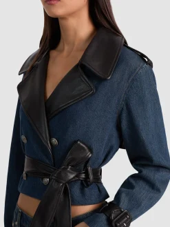 Alice and Olivia KEITH CROPPED DENIM TRENCH