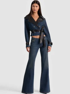 Alice and Olivia KEITH CROPPED DENIM TRENCH
