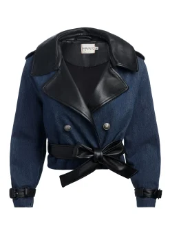 Alice and Olivia KEITH CROPPED DENIM TRENCH