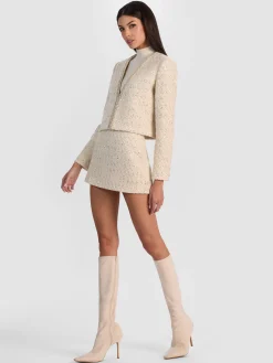 Alice and Olivia KIDMAN EMBELLISHED TWEED JACKET