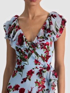 Alice and Olivia KRISTEN RUFFLE WRAP MAXI DRESS