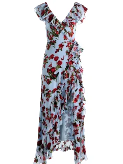 Alice and Olivia KRISTEN RUFFLE WRAP MAXI DRESS