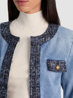 Alice and Olivia LANDON CROPPED DENIM JACKET