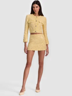 Alice and Olivia LORIE EMBELLISHED TWEED JACKET