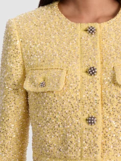 Alice and Olivia LORIE EMBELLISHED TWEED JACKET