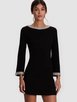 Alice and Olivia MAILYNN EMBELLISHED TRIM MINI DRESS