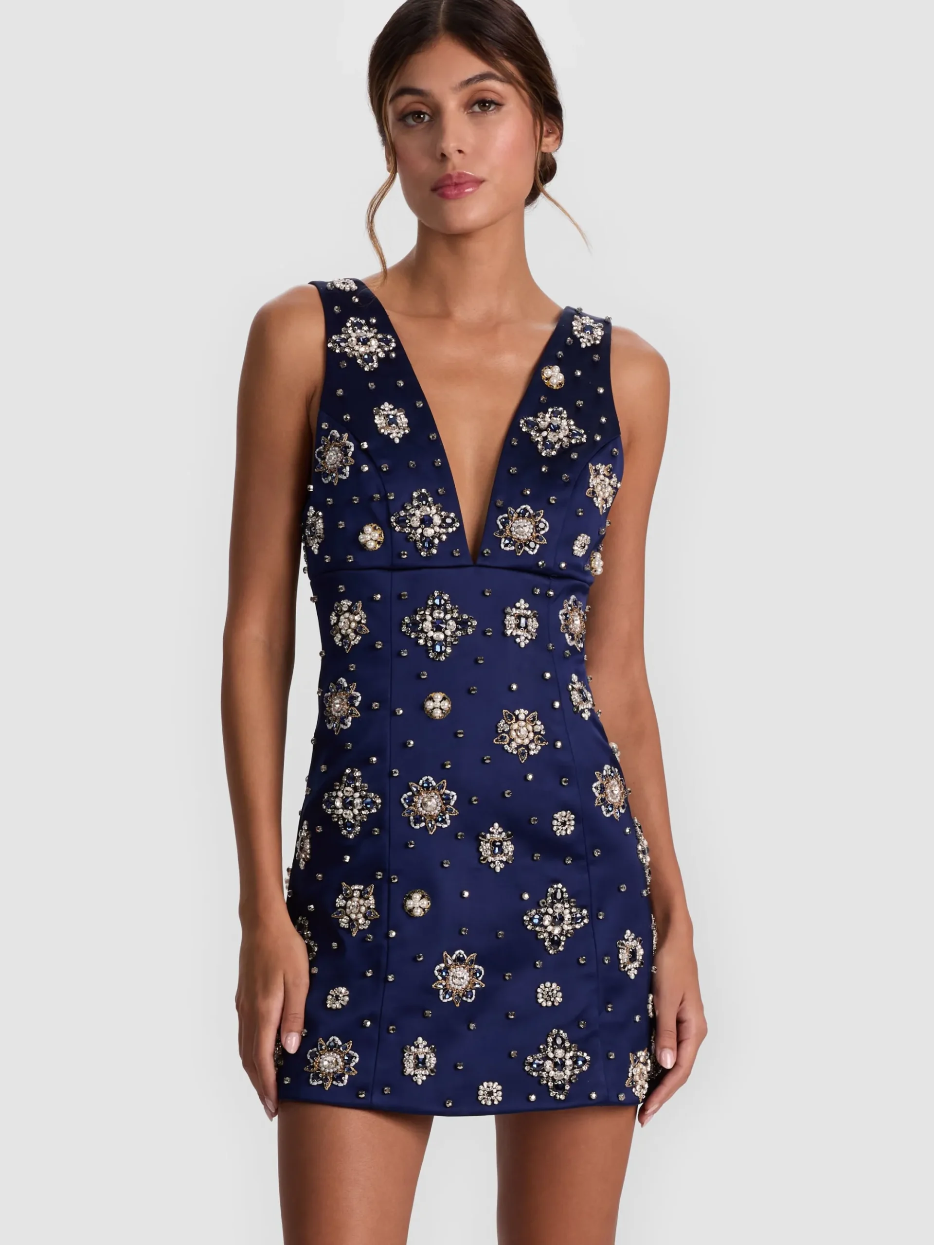 Alice and Olivia MANDY EMBELLISHED MINI DRESS