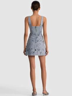 Alice and Olivia MARYANN LASER-CUT DENIM DRESS