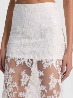 Alice and Olivia MEDINE EMBELLISHED LACE MIDI SKIRT