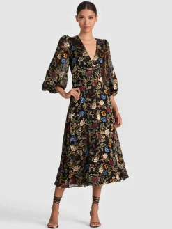 Alice and Olivia MONA MIDI DRESS