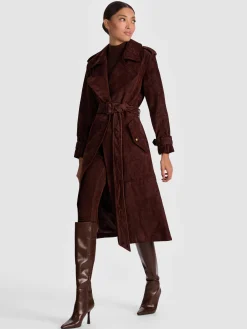 Alice and Olivia NEVADA SUEDE TRENCH COAT