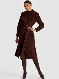 Alice and Olivia NEVADA SUEDE TRENCH COAT