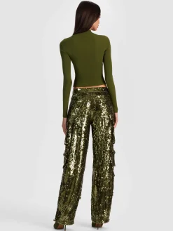 Alice and Olivia OLYMPIA SEQUIN CARGO PANT