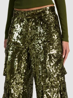 Alice and Olivia OLYMPIA SEQUIN CARGO PANT