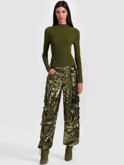 Alice and Olivia OLYMPIA SEQUIN CARGO PANT
